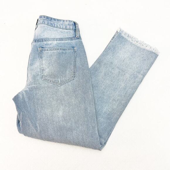 TGLA Light Wash Denim Jeans Raw Hem Straight Leg Button Fly Size 24 - Picture 8 of 8